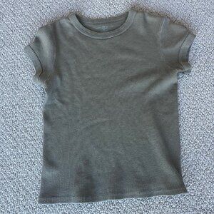 Brandy Melville  Olive Green Waffle Tee